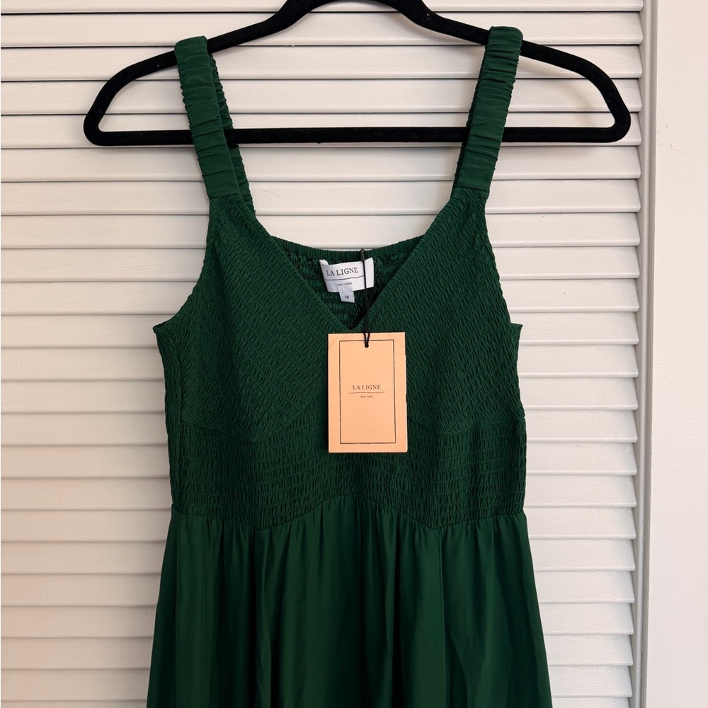 (New w/ Tags) La Ligne Deep Green Maxi Dress with Side Slit - Picture 3 of 7